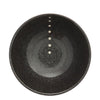 Matte black-glazed bowls with beige circle design. This popular series can be used for both Japanese and Western style dining. Satin Black White Dots 7-1/4" Bowl. 7-1/4" diameter x 3-3/8"h. SKU: 140-031.