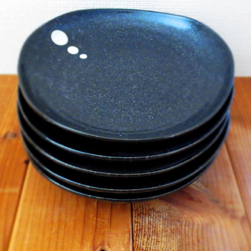 Satin Black and White Dots Dinnerware Collection. Matte black-glazed bowls with beige circle design. This popular series can be used for both Japanese and Western style dining. Easy to use, durable, and of excellent quality. Made in Japan.
