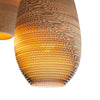 Scraplights are constructed from natural recycled cardboard precision cut by a laser. This gives the edges their classic dark appearance and enhances the warm light projected through the corrugation. The classic series includes many of the best-selling models such as the Moon and Disc, along with newer designs like the Hive and Nest.
