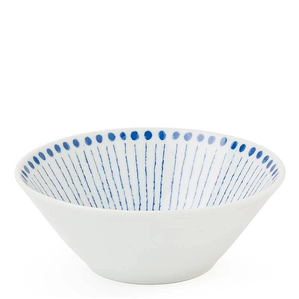 Sou Tokusa 5.25" Bowl. SKU J3662. 5.25" diameter x 2"h. Clean lines and classic blue & white combination makes this charming series a keeper! This bowl is perfect size for salad or fruits.