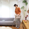 The chair can be easily folded into a thickness of as little as 15-22 cm, which can still stand on its own and can be stored away into a narrow space. Folded chair can also be carried more easily, and with a weight of just 6-6.5 kg, it can be handled with ease by most users.