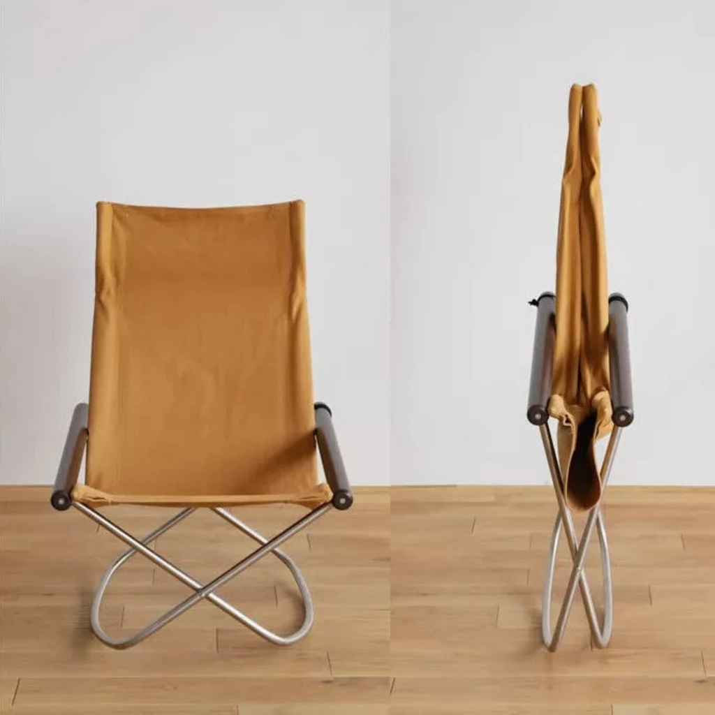 The chair can be easily folded into a thickness of as little as 15-22 cm, which can still stand on its own and can be stored away into a narrow space. Folded chair can also be carried more easily, and with a weight of just 6-6.5 kg, it can be handled with ease by most users.