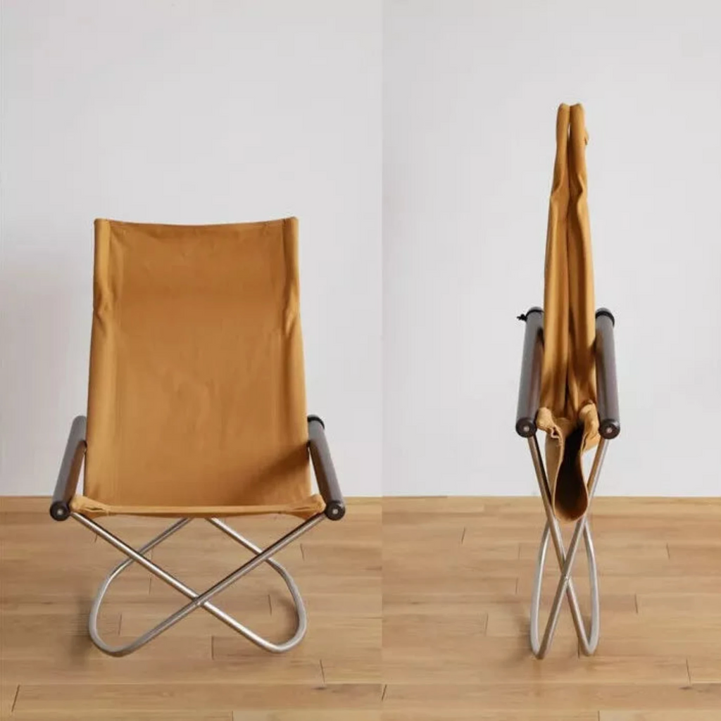 The chair can be easily folded into a thickness of as little as 15-22 cm, which can still stand on its own and can be stored away into a narrow space. Folded chair can also be carried more easily, and with a weight of just 6-6.5 kg, it can be handled with ease by most users.