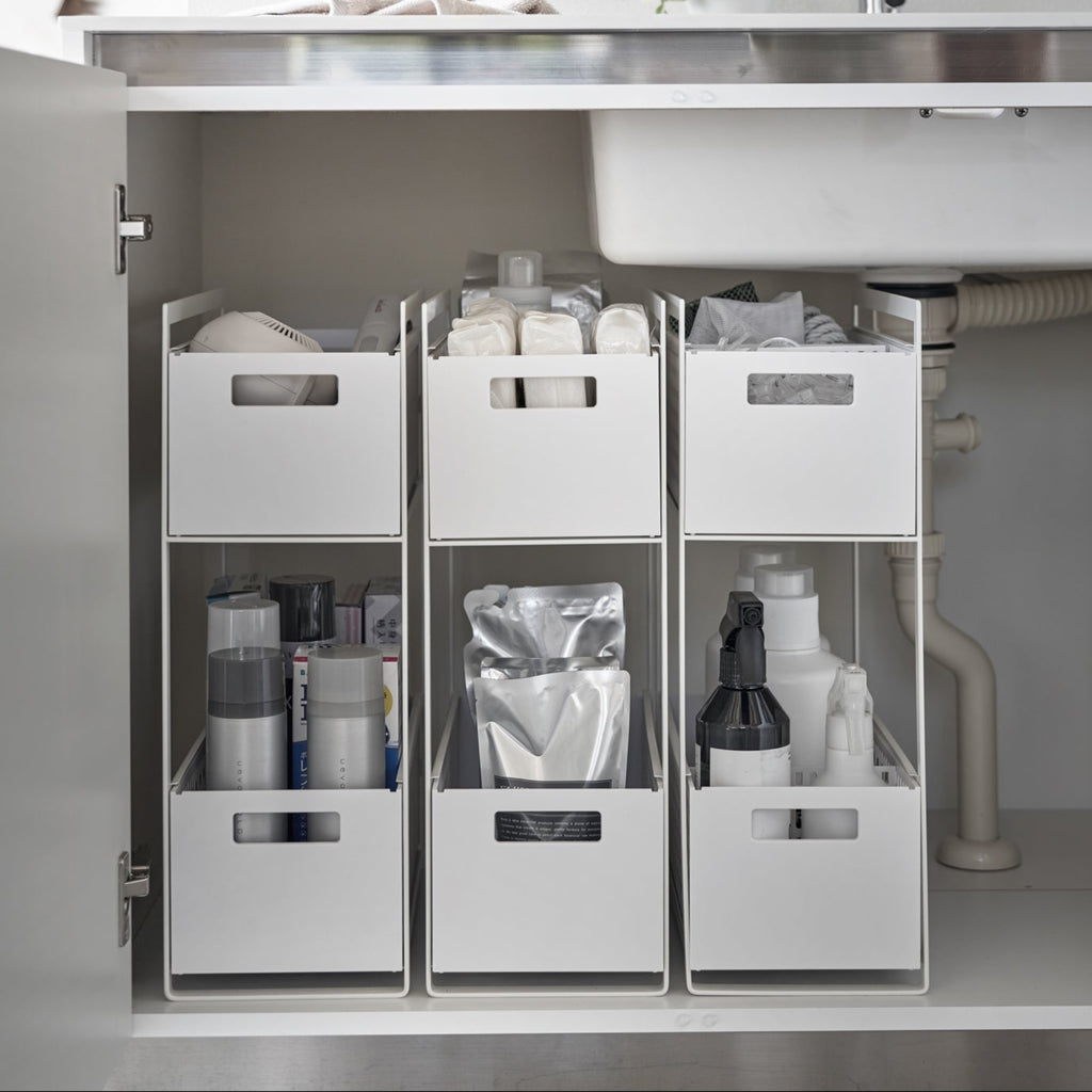 Reinvent cabinet storage with this two-tier solution, designed to revive any dead vertical space!  The frame is made from steel, ensuring stability.