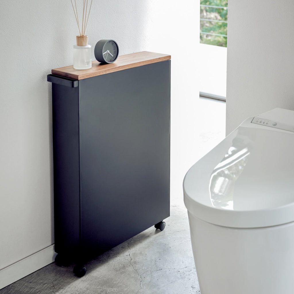 Open or closed steel design. Face the solid panel outward for discreet storage.Recommended to use propped against walls, or between items, such as cabinets, refrigerators, or washing machine and dryers.