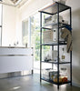 This kitchen appliance storage rack creates a dedicated space in the kitchen for your mid-sized appliances such as toaster ovens, microwaves, and blenders. The bottom compartment accommodates small refrigerators and garbage cans.