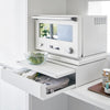 The vanishing pull-out shelf also provides ample space to perch a mug while you perfect your morning beverage or rest that bowl of leftovers you just microwaved so you can season it up before carrying it to the table. 