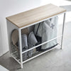 If you’re struggling to find a place for some of your bulkier entryway items, this stylish organizer and entryway bench is for you. A front panel neatly conceals slippers, outdoor toys, or any other entryway clutter while keeping them within reach.