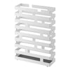 Yamazaki Home Brick Rectangle Umbrella Stand in white. SKU 2360. Holds 8 umbrellas. The main body of the stand is made out of steel and rust resistant.