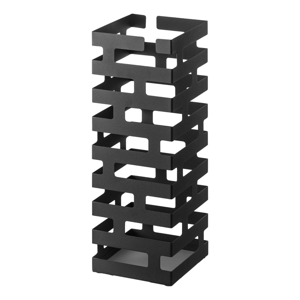 Yamazaki Home Brick Umbrella Stand Square Black. SKU 2363. The square version accommodates four umbrellas.
