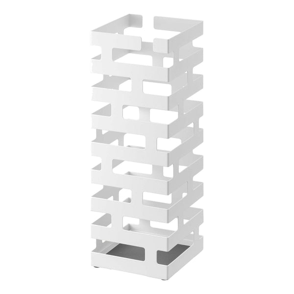 Yamazaki Home Brick Umbrella Stand Square White. SKU 2362. The square version accommodates four umbrellas.