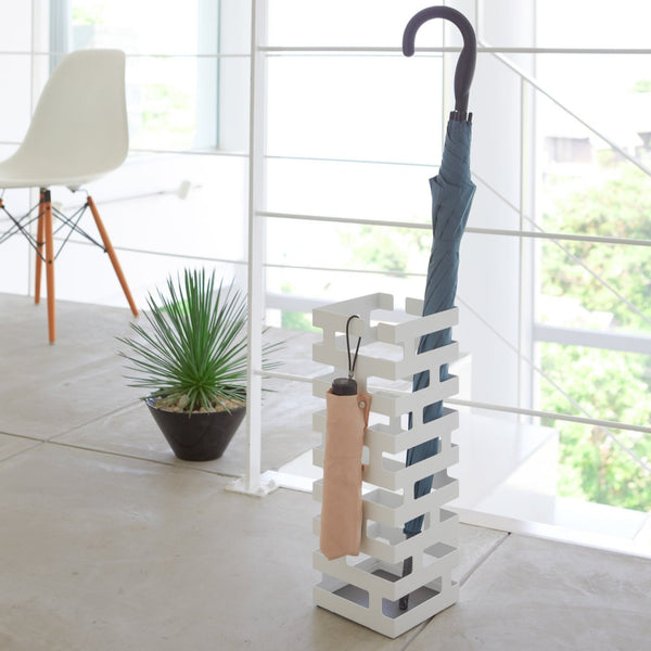 Yamazaki Home Brick White Square Umbrella Stand. SKU 2362. Choose the square version for smaller spaces or modest umbrella collections