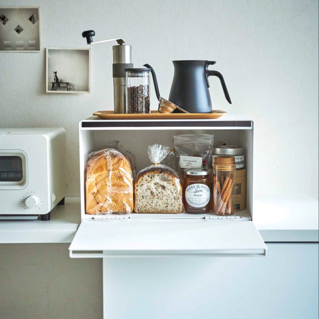 Our original bread box, this is a spacious design that also offers additional storage opportunity on top.