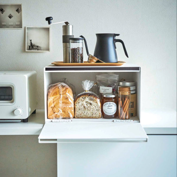 Our original bread box, this is a spacious design that also offers additional storage opportunity on top.