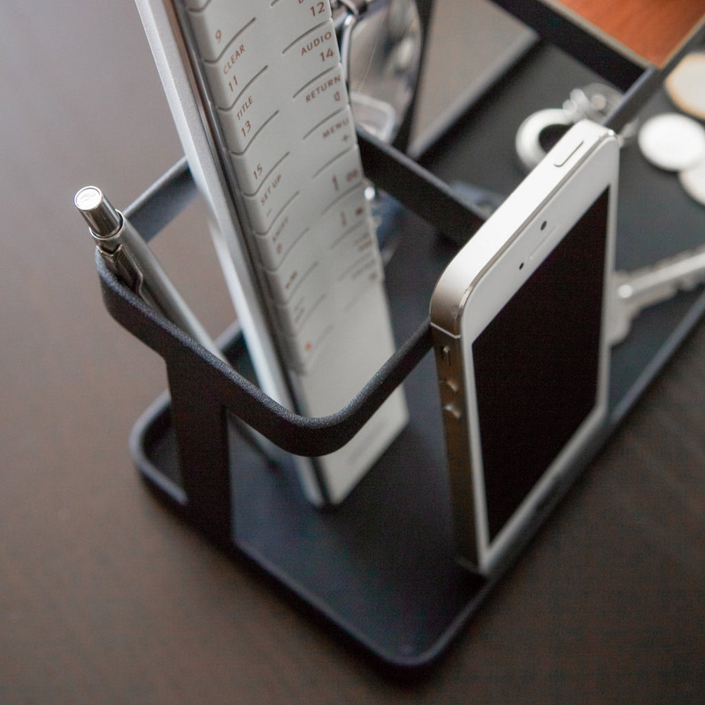 Yamazaki Home Tower Desk Organizer was designed with smartphones in mind, but tablets may be large for it.