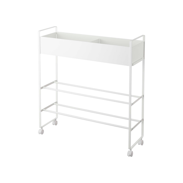 Keep your frequently used outdoor items corralled and easy to access, as well as tidy & styled. The top bin of this rolling entryway organizer is a great option for storing children’s outdoor play items or your gardening tools, or as a shelf for your indoor plants.