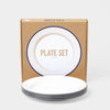 9½" PLATES. White with Pigeon Grey rim. As well as timeless elegance, Falcon Enamelware has enduring strength. Enamelware is porcelain fused onto heavy-gauge steel, giving it many admirable qualities - durability, smoothness and chemical-resistance. It can assume brilliant, long-lasting colours, and cannot burn. If you drop it, it may chip but it won’t break. Dishwasher-safe and oven-safe up to 530F / 270C, it can also be used on gas and electric hobs.