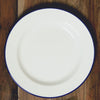 Four enamel plates with coloured rims. Perfect for dinner parties or camping trips. riginally manufactured in the Black Country area near Birmingham, England, Joe Kleiner & Sons created the original enamelware brand, distinctively ice-white with the blue rim, the classic design is still instantly recognisable to this day. In 2011, the original collection was revitalised – creating new colours and cookware sets along with increasing the gauge of the classic mug, making the products durable and hard wearing.
