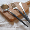 GOA BLACK MATTE BRUSHED TABLE SPOON, FORK, AND KNIFE