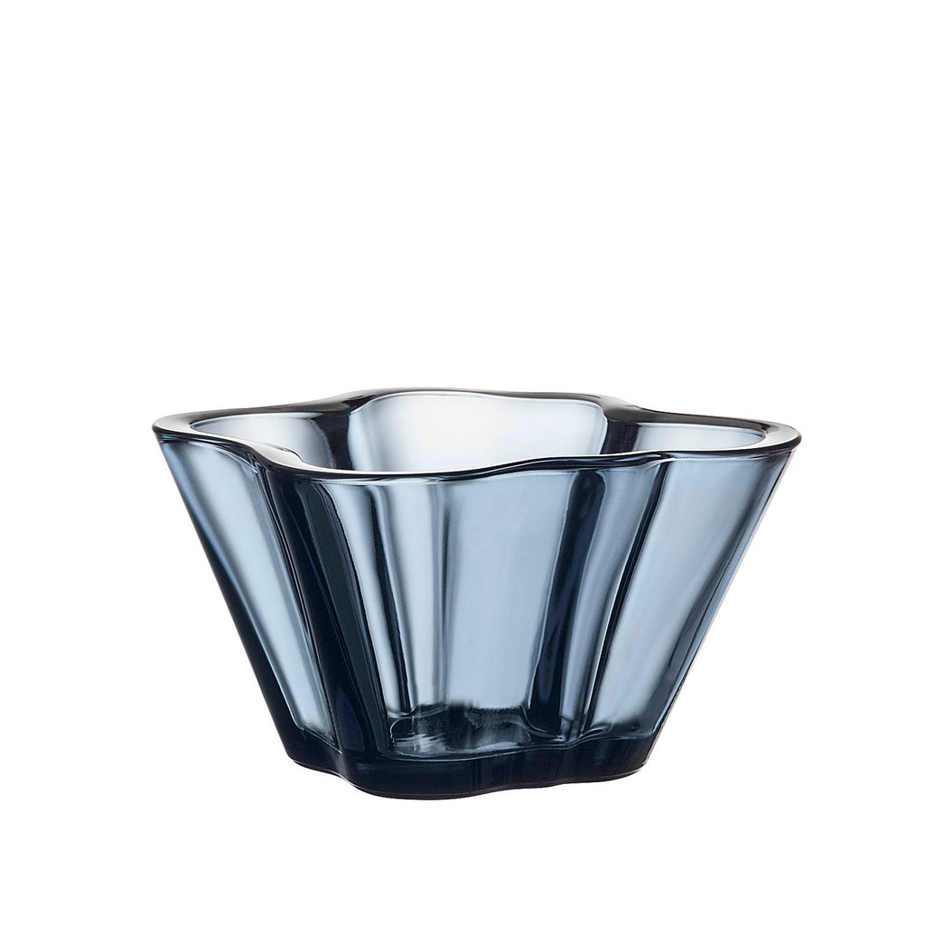 Iittala Alvar Aalto Collection Bowl 75mm rain. Art. 1024734. EAN 6411923659970. 5.5" x 5.3” x 3" . The Aalto vase dates back to 1936 and was first presented at the Paris World Fair the following year. Its fluid, organic form is still mouth blown today at the Iittala factory. It takes a team of seven skilled craftsmen working as one to create one Aalto vase – an icon of modern design.