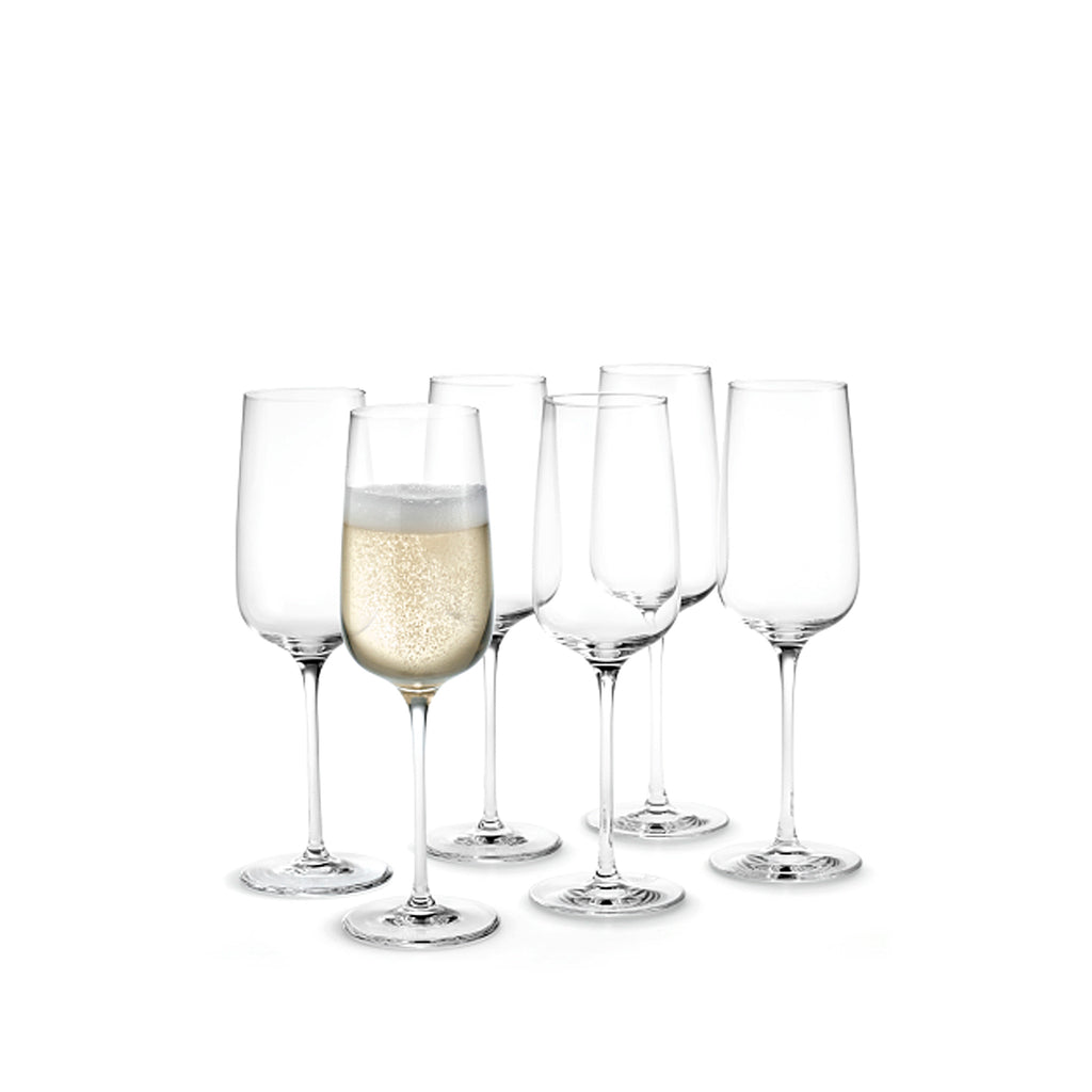 HOLMEGAARD BOUQUET CHAMPAGNE GLASS 6 PCS., 29 CL each. 4803115. 22cm height. 29 cl each.