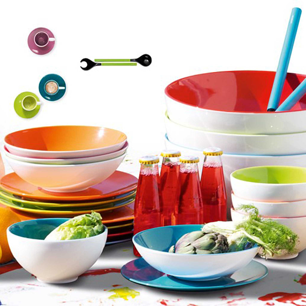 Colour It immerses your table in sunlight.  Life is simple.  Don't get serious.  Colour It.  Coordinate the colors of salad bowls with the servers - complement or contrast the colors.