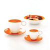 ASA Selection Colour It coffee cup and saucer, espresso cup and saucer and soup / pasta bowl in orange.