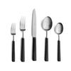CUTIPOL EBONY 5-PIECE SET EB.5: TABLE KNIFE; TABLE FORK; TABLE SPOON; DESSERT FORK; AND DESSERT SPOON