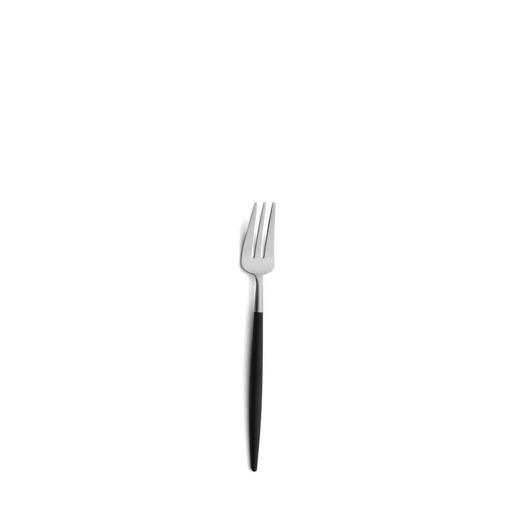 Cutipol Goa Pastry Fork. GO.24. UPC 5609881942208. Weight 14.5 g (Length 17.5cm). Material: matte brushed stainless steel 18/10 and resin handle. Through contemporary design and traditional craftsmanship, Cutipol produces outstanding cutlery that commands attention. 