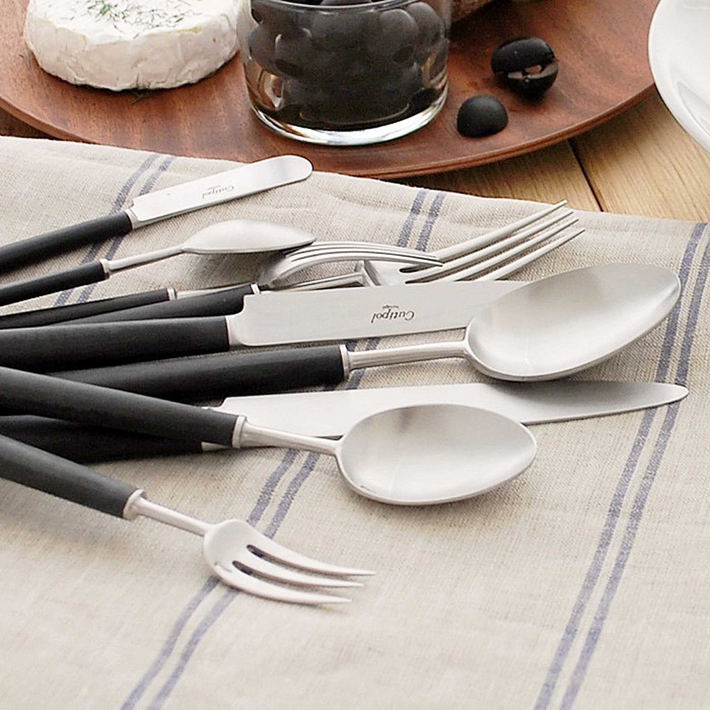 Cutipol Ebony Black Matte Brushed Finish cutlery. 