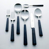 Cutipol Ebony Matte Brushed cutlery with black resin handles.