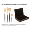 Cutipol Goa Gold Matte Brushed 24-Piece Set and Chest GO.006GB/EST.24.  6 TABLE KNIVES  6 TABLE FORKS  6 TABLE SPOONS  6 TEA SPOONS.