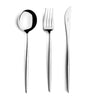 Cutipol Moon Mirror Polished table spoon, dinner fork and dinner knife.