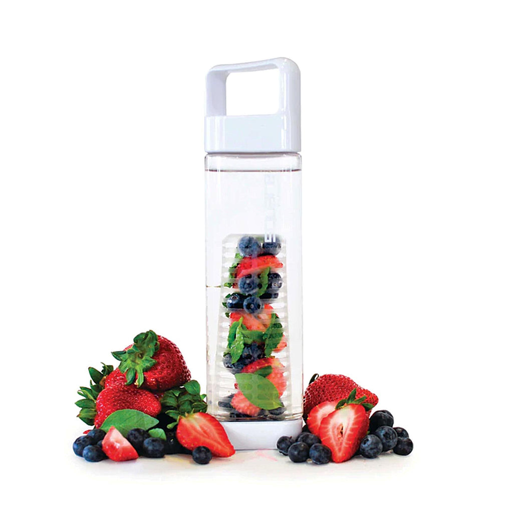 The Infuser Square. Kick your Square up a notch with a fruit infuser! Featuring our patented easy-clean technology, The Square's wide-handled top and bottom caps unlock with a quick quarter-turn for easy sipping and thorough cleaning. 
