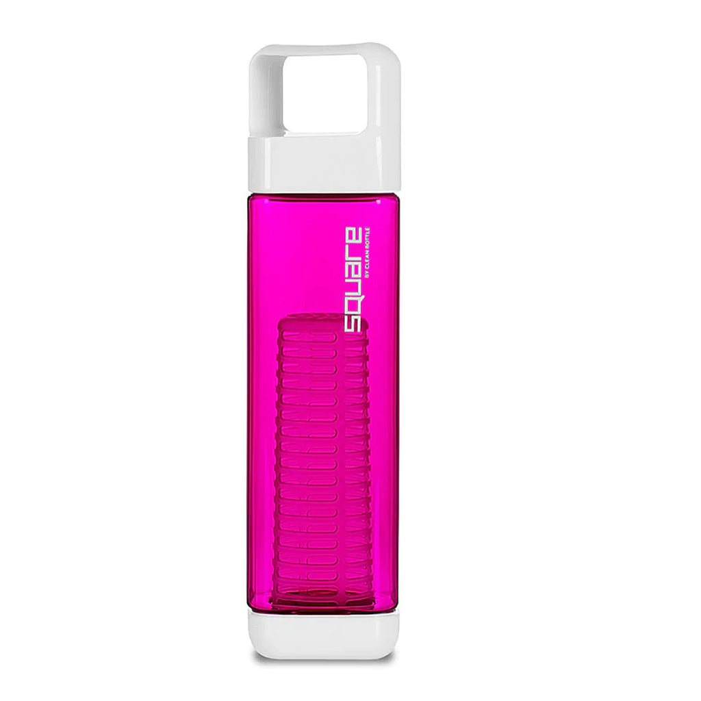 Clean Hydration Company The Infuser Square Water Bottle in raspberry red.