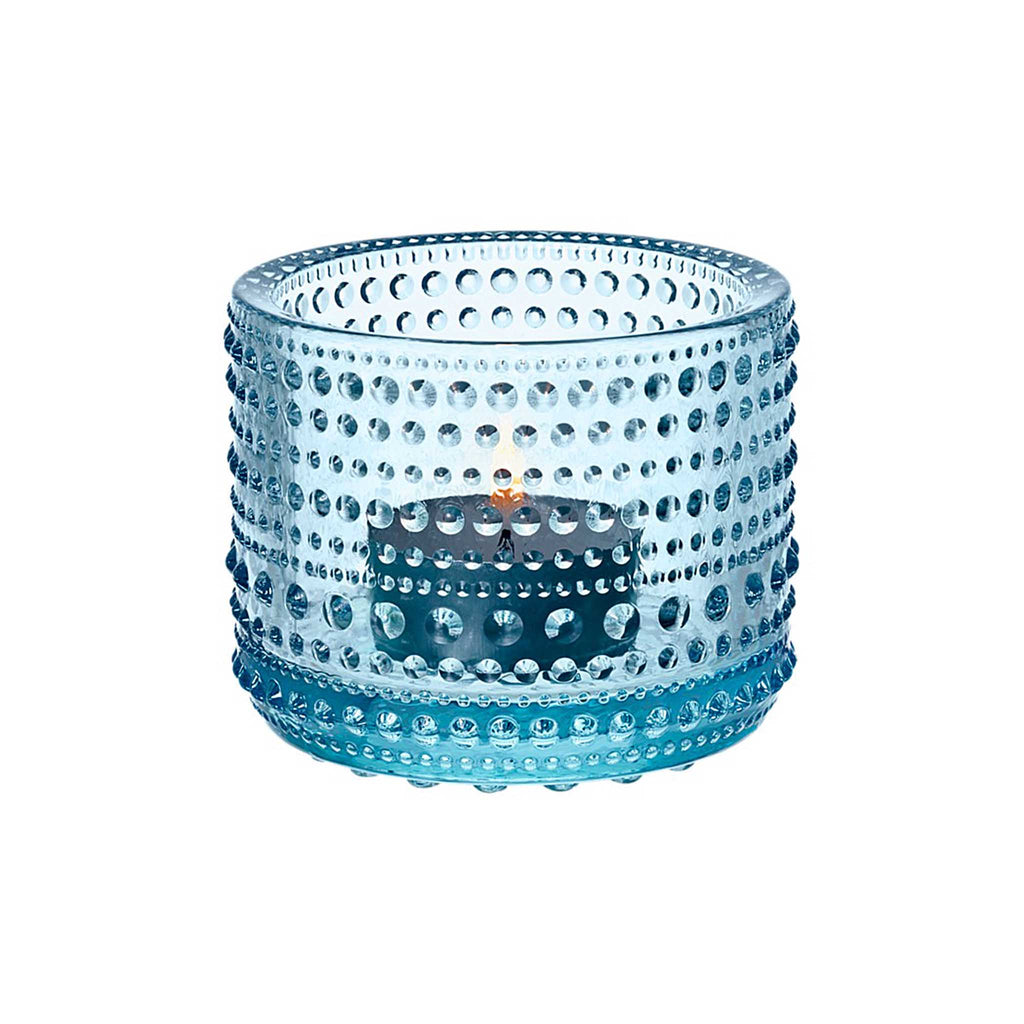 Iittala Kastehelmi Tealight candleholder 64mm light blue. Article No. 1024647. EAN 6411923659741.