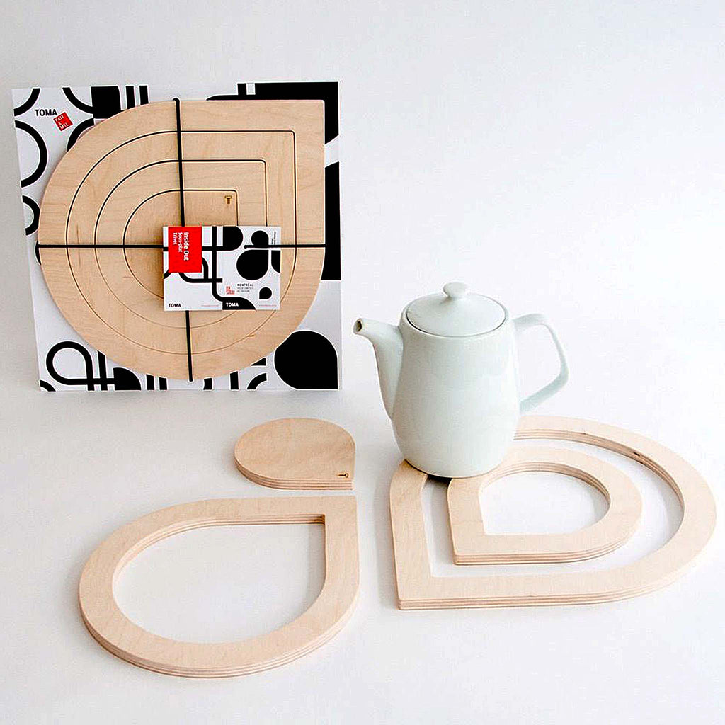 TOMA Objects Waterdrops wood trivet set by Anne Thomas.
