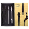 GENSE Amuze Serving Set with tongs, serving fork and spoon. SKU 77424663. UPC 7319011071958. Gift Box presentation.  Dimensions:  tongs – 10.8″ (277 mm); spoon – 11″ (278 mm); fork – 10.5″ (267 mm).