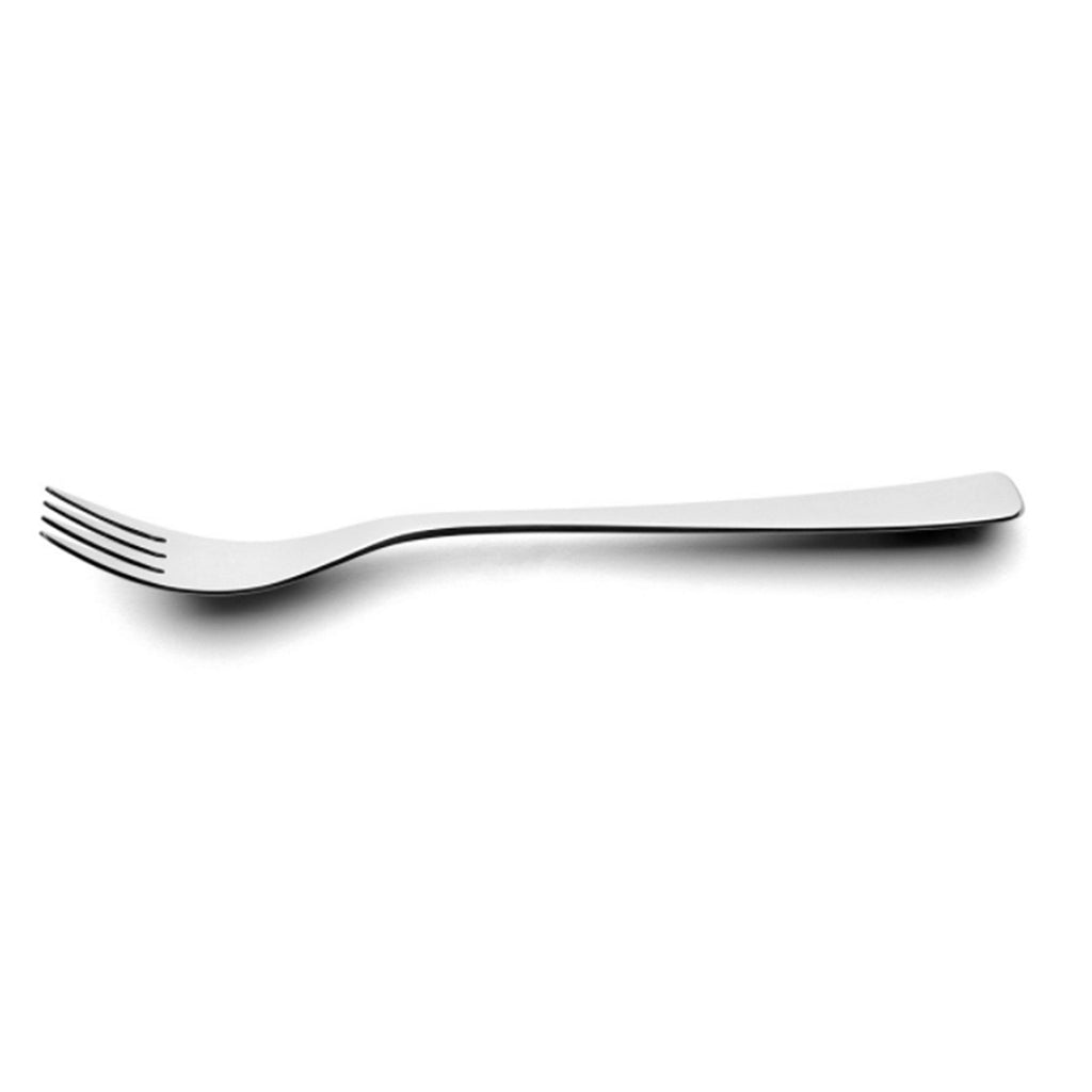 DAVID MELLOR CUTLERY Café table fork profile. With its simple flowing lines it is as nice to use as David Mellor's more expensive ranges, as ergonomically perfect as it is possible for basic cutlery to be. Satin finish.  PRODUCT CODE 2520071. Length: 19.9cm Width: 2.6cm Material: 18/10 stainless steel Dishwasher safe: Yes