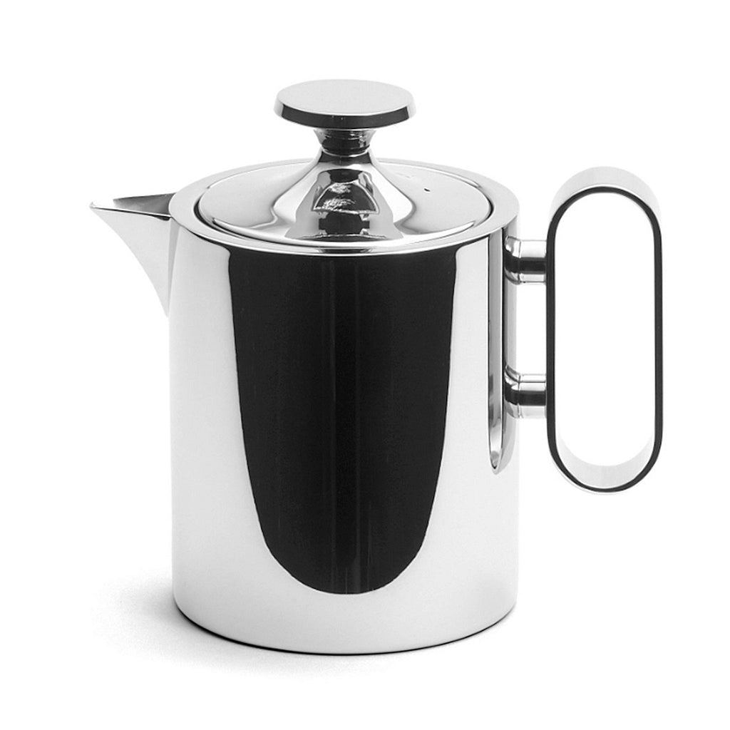 David Mellor stainless steel teapot 0.5lt, stainless handle. SKU 4802012. It began with the cafetières but has recently been expanded to become a comprehensive tableware collection, including tea pots, cafetières, sugar pots, creamers, toast racks and trays.