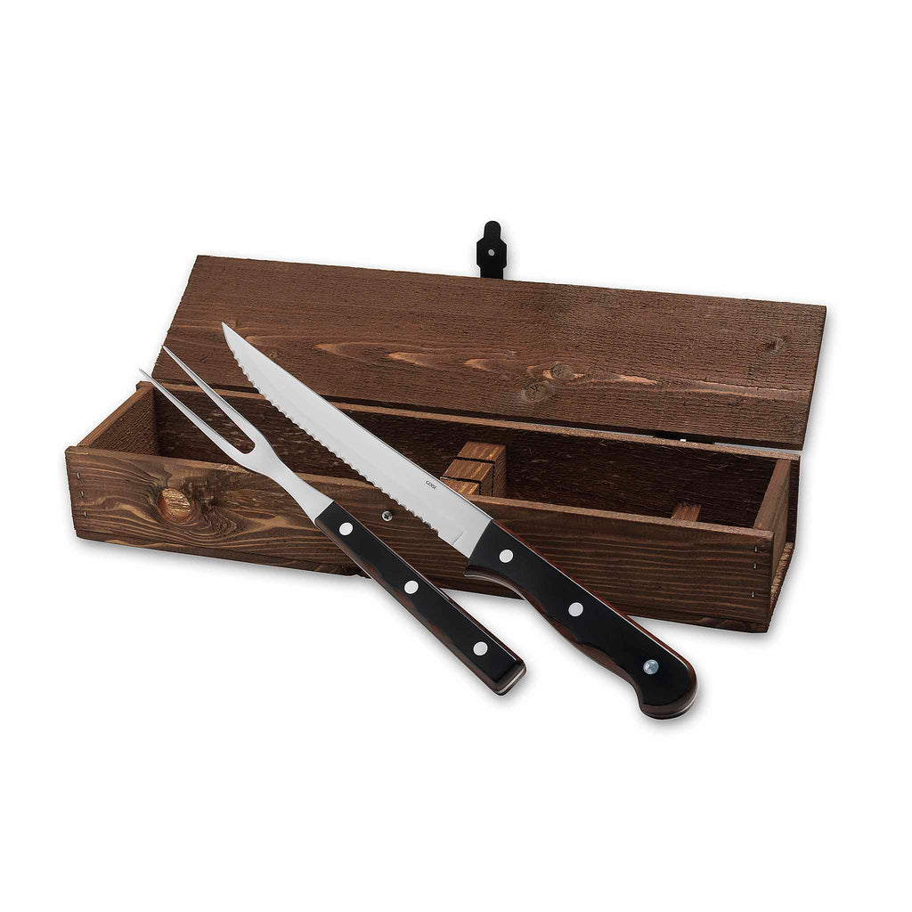 GENSE OLD FARMER CLASSIC Carving set, Art. No. 7744881.  EAN code: 7319011060464. Design Cilla Persson - molybdenum vanadium steel/rose-wood. 16/21 cm. Old Farmer Classic Kitchen Knives are delivered in robust wooden boxes.