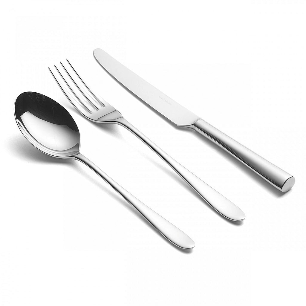 Pride silver plate six-piece cutlery place setting. PRODUCT CODE 4993010. Comprising:  1 table knife 1 dessert knife 1 table fork 1 dessert fork 1 soup spoon 1 dessert spoon.