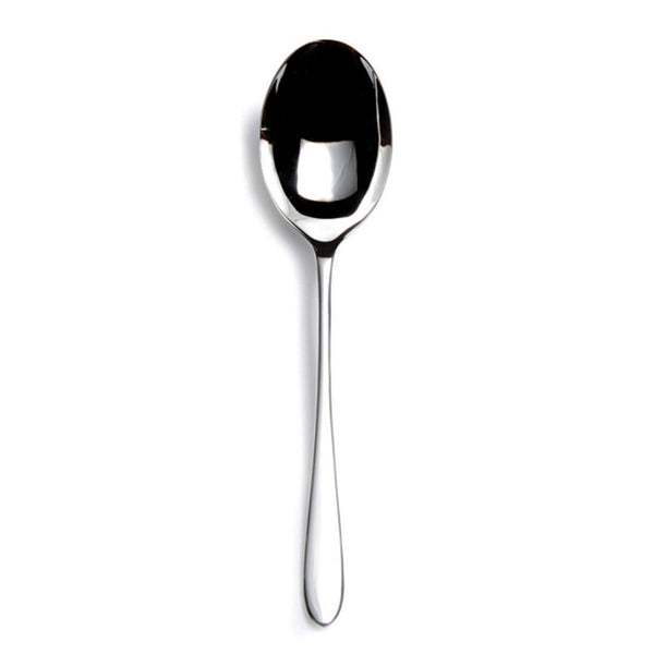 Pride stainless steel serving spoon. PRODUCT CODE 2522181. Length: 20.6cm Width: 4.8cm Material: 18/10 stainless steel Dishwasher safe: Yes.