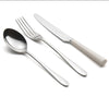 Pride silver plate ivory handled six-piece cutlery place setting. PRODUCT CODE 4993215. Comprising:  1 table knife 1 dessert knife 1 table fork 1 dessert fork 1 soup spoon 1 dessert spoon. Material: Silver plate, Ivory acetal resin knife handle.