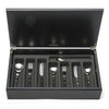 DAVID MELLOR CUTLERY Provençal black 44-piece cutlery canteen oak. Handmade black stained oak canteen box containing:  6 table knives 6 dessert knives 6 table forks 6 dessert forks 6 soup spoons 6 dessert spoons 6 tea spoons 2 serving spoons. PRODUCT CODE 4992627.
