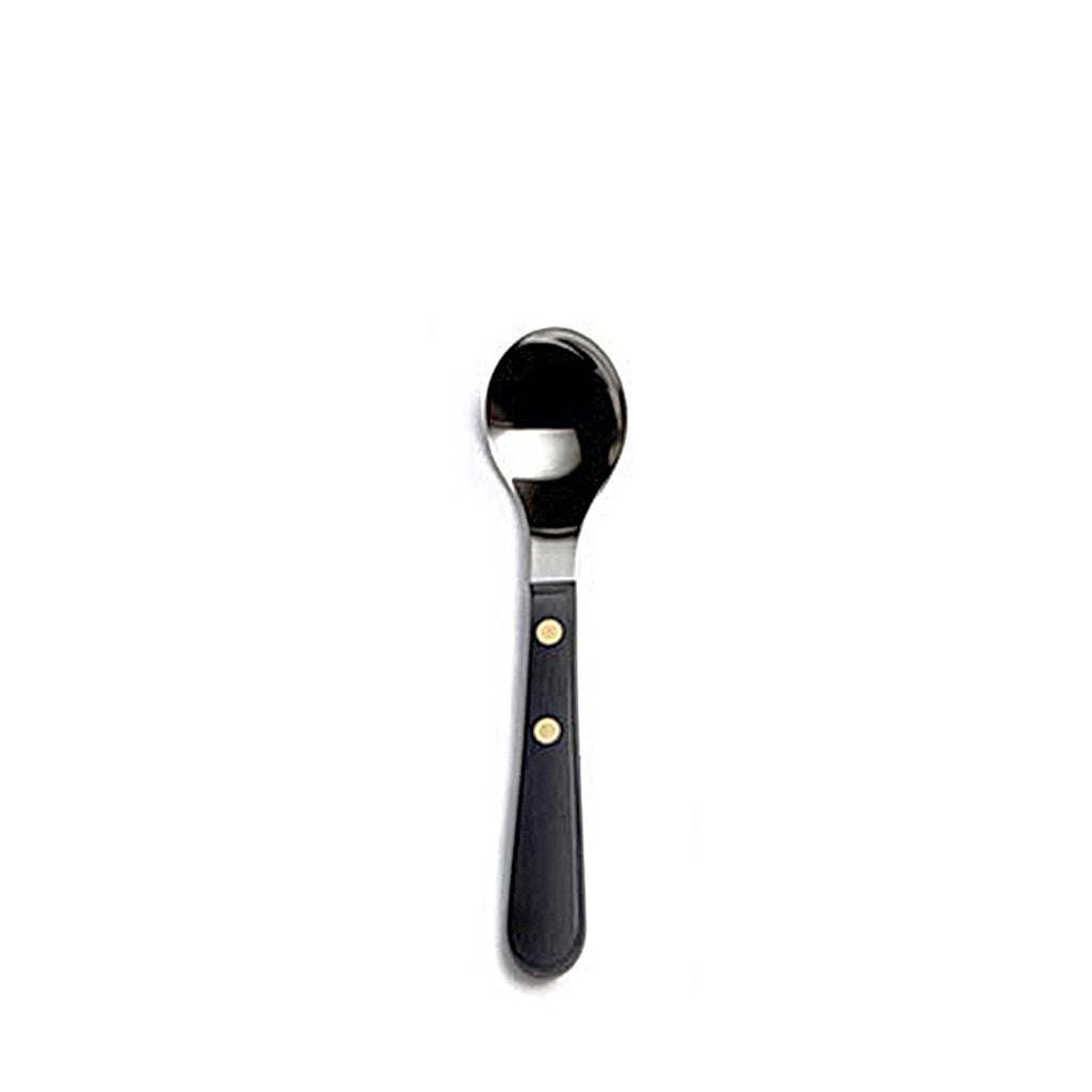 DAVID MELLOR CUTLERY Provençal black fruit spoon Length: 16.4cm Width: 3.7cm Material: 18/10 stainless steel, acetal resin, brass Dishwasher safe: Yes. PRODUCT CODE 2531972.