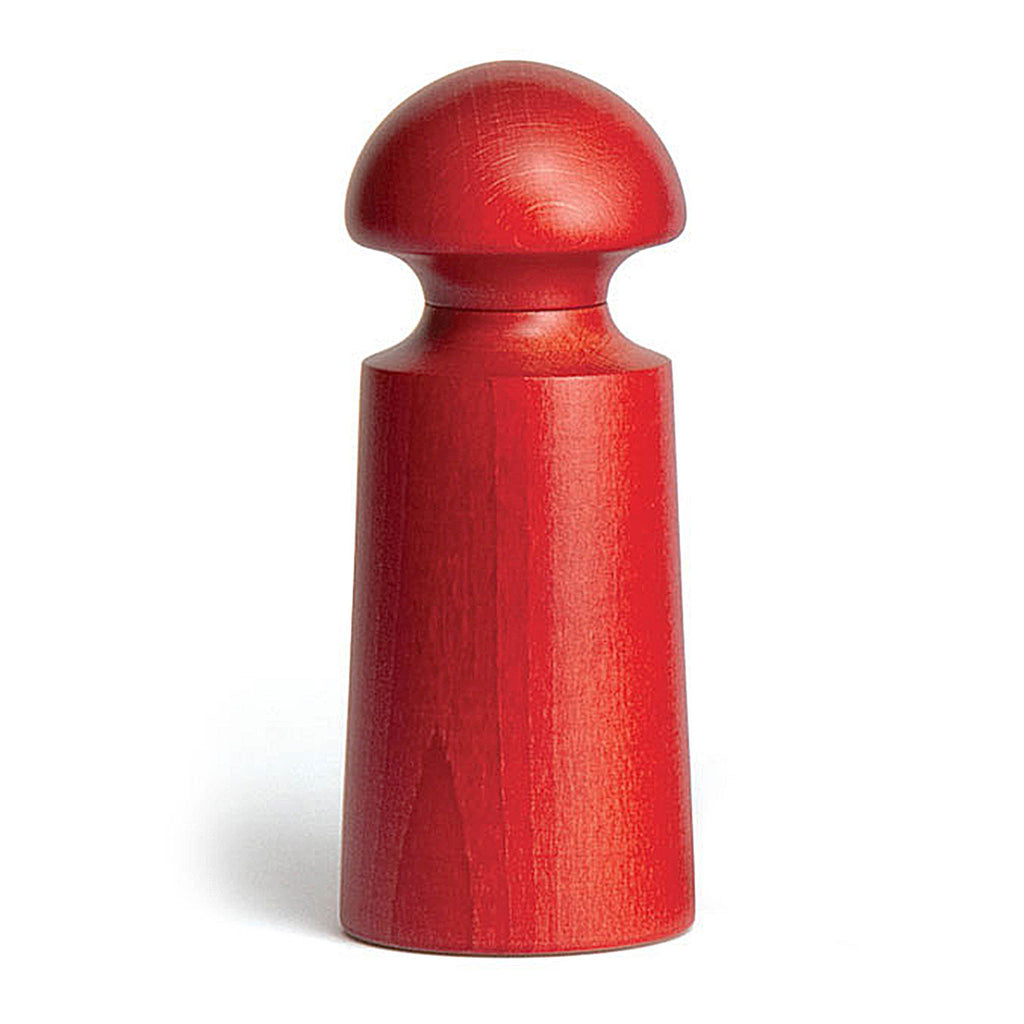 David Mellor small salt/pepper mill red. PRODUCT CODE 1802036. Height: 16.5cm Diameter: 6.8cm Material: European Beech, ceramic.