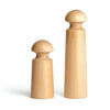 David Mellor Design salt/pepper/spice mills in natural beech by Corin Mellor. Left: small; right: large.
