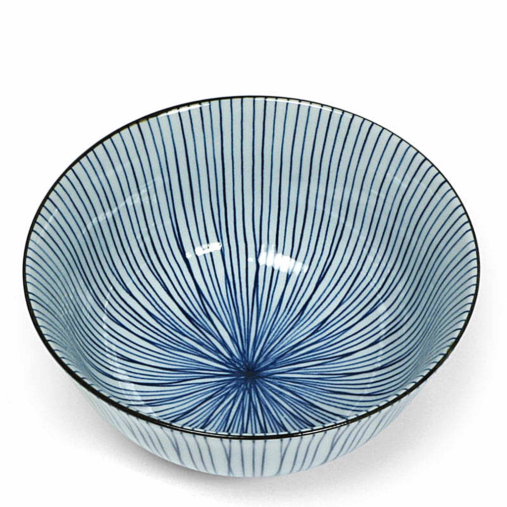 Blue and White Donburi Sensuji Lines bowl 6" diameter. 200453.