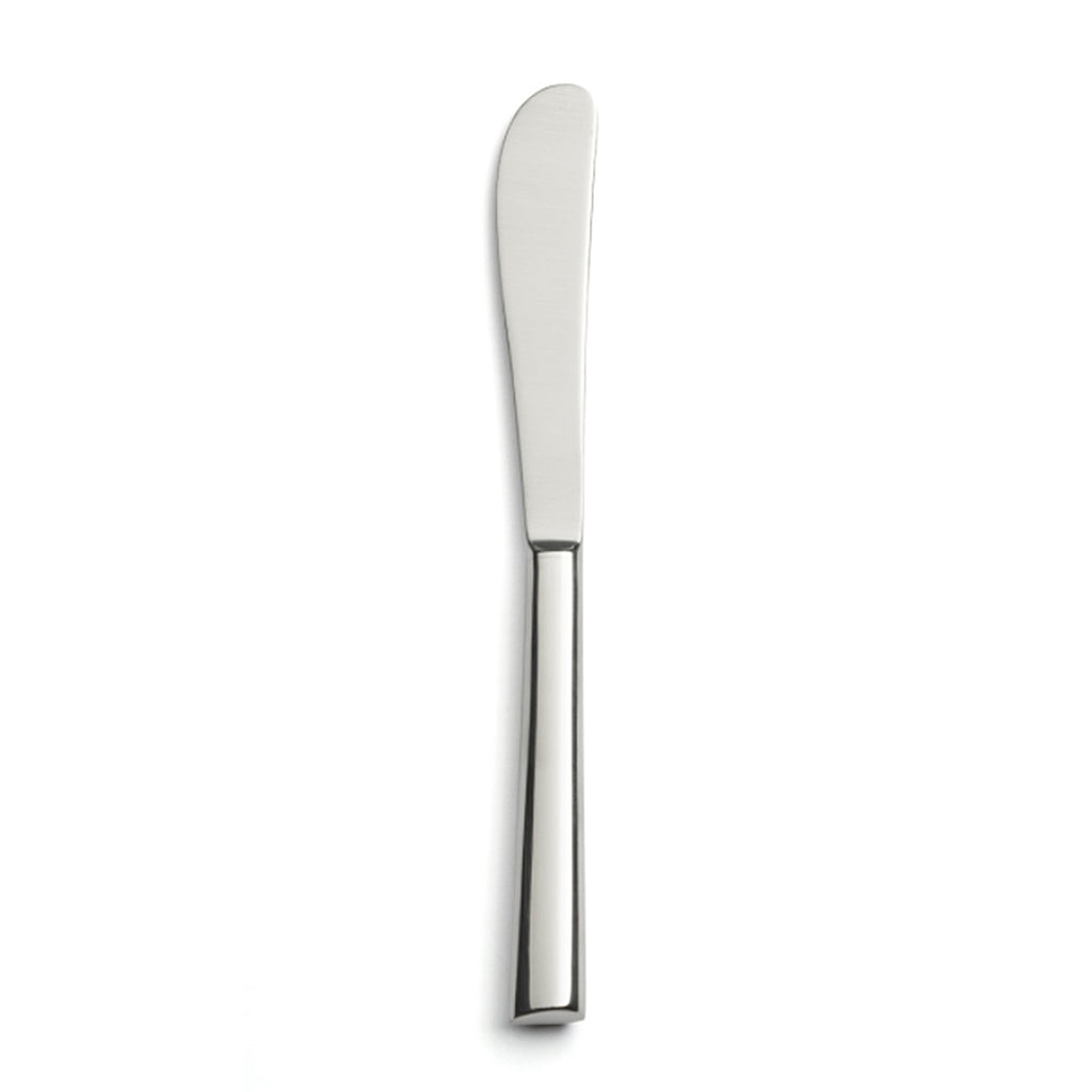 Pride silver plate butter knife. PRODUCT CODE 2500164. Length: 17.2cm Width: 1.8cm Material: 18/10 stainless steel, martensitic steel Dishwasher safe: Yes.